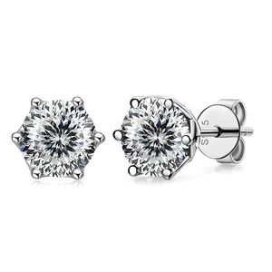 Certified 1CT Moissanite Diamond Stud Earrings Sparkling 925 Sterling Silver